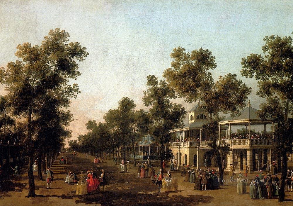 view of the grand walk vauxhall gardens with the orchestra pavilion the organ house the turkish Canaletto Oil Paintings